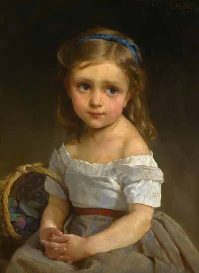 Girl with basket of plums by Émile Munier, 1875 — digital art print download