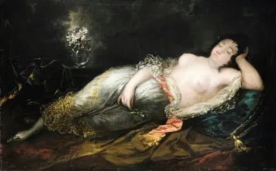 Маха дормидa (спящая ню) by Эухенио Лукас Веласкес, 1817 — digital art print download