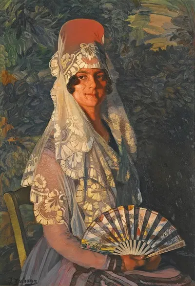 Dama con mantilla y abanico by Ignacio Zuloaga — digital art print download