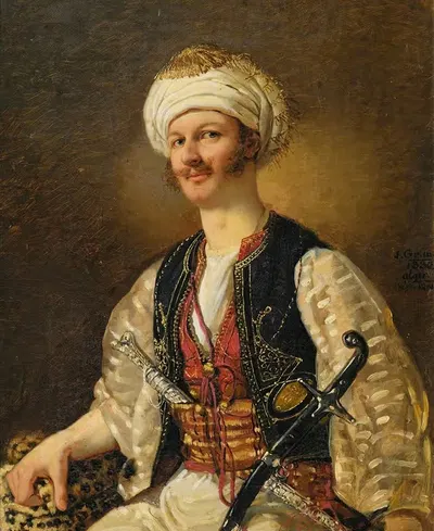 Portrait of a man as an oriental by Johann Grund, 1830 — digital art print download