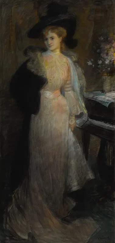 Portrait of an elegant lady by Jules-Alexandre Grün, 1904 — digital art print download