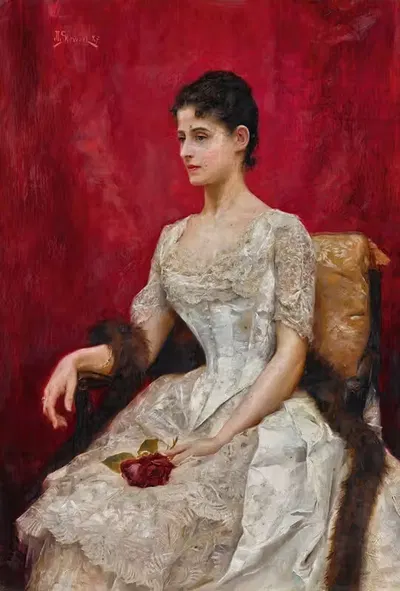 Дама в белом by Юлий Лебланк Стюарт, 1887 — digital art print download
