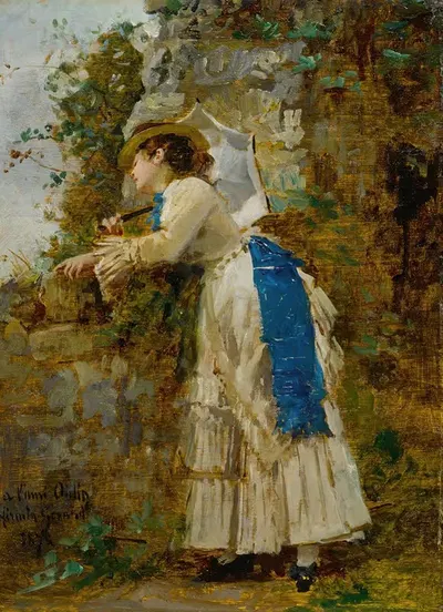 Élégante à l'ombrelle by Marie-François Firmin-Girard, 1872 — digital art print download