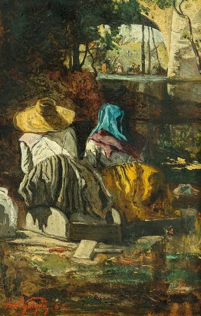 Две прачки by Поль-Камиль Гигу, 1862 — digital art print download