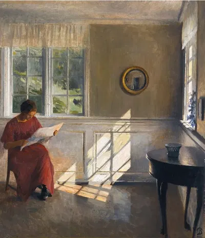 A sunlit interior by Peter Ilsted, 1909 — digital art print download