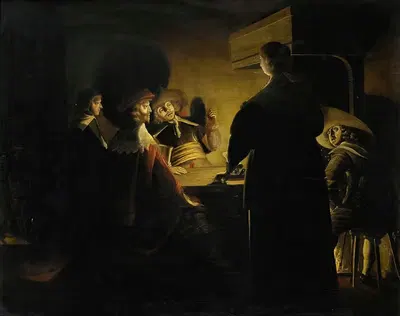 Сцена в таверне, освещенная свечами by Вольфганг Хаймбах, 1635 — digital art print download