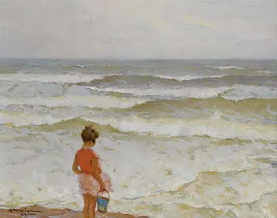 Girl by the seashore by Charles Atamian — digital art print download