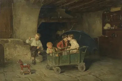Дети играют by Шарль-Бертран д'Антрейг, 1884 — digital art print download