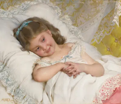 Girl resting by Émile Munier, 1885 — digital art print download