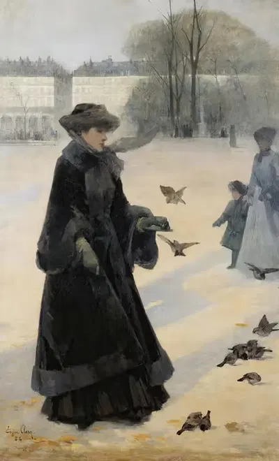 Зимнее утро в садах Тюильри, Париж by Эжен Клари, 1884 — digital art print download