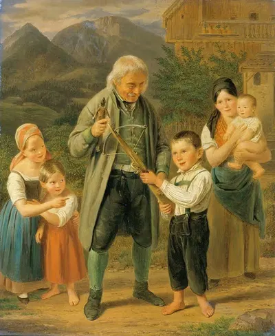 Урок стрельбы из лука by Франц Бернхардт, 1833 — digital art print download