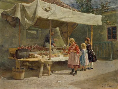 At the Gingerbread Booth by Gustav August Hessl, 1907 — digital art print download