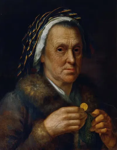 Alte Frau mit einem Dukaten by Johann Baptist Höchle — digital art print download