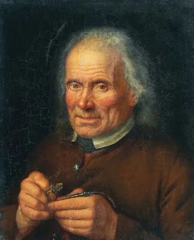 Старый крестьянин, набивающий свою трубку by Иоганн Баптист Хёхле — digital art print download