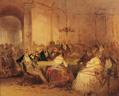 Сцена из общества by Йозеф Данхаузер, 1844 — digital art print download