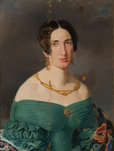 Frau in grünem Kleid by Joseph Hasslwander — digital art print download