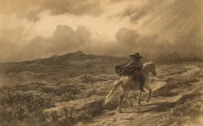 Horse and rider on the Scottish highlands by Роза Бонёр — digital art print download
