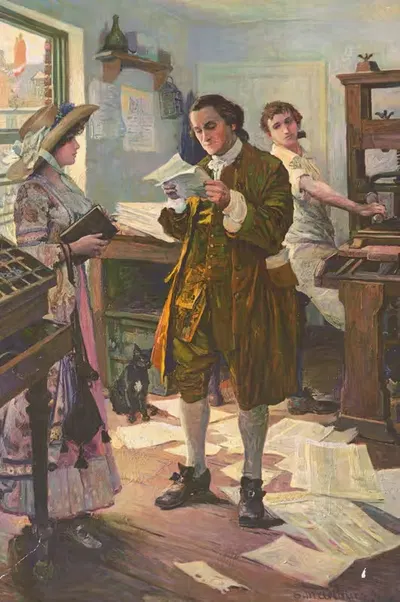 Бенджамин Франклин, печатник, Филадельфия by С.М. Артурс, 1914 — digital art print download