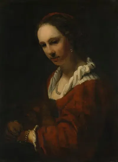 Young Woman with a Pearl Necklace by After Willem Drost — digital art print download