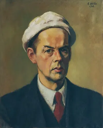 Автопортрет в белой шапке by Антон Хула, 1946 — digital art print download