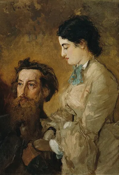 Der Bildhauer Reinhold Begas mit seiner Frau Margarethe by Anton Romako, 1869–1870 — digital art print download