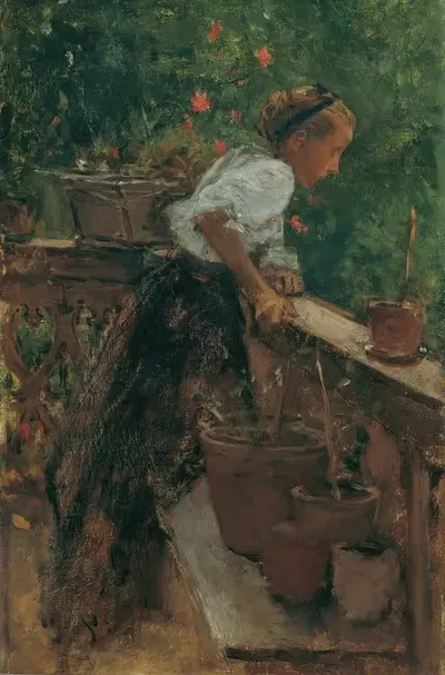 Крестьянская девушка на балконе by Август фон Петтенкофен — digital art print download