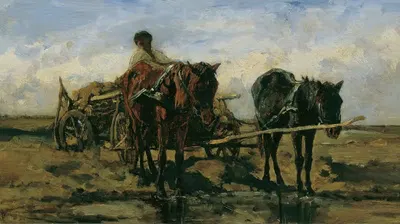 Венгерская крестьянская повозка у воды by Август фон Петтенкофен, 1870-1880 — digital art print download