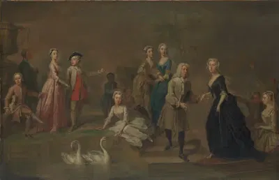 Уведейл Томкинс Прайс (1685–1764) и члены его семьи, возможно by Бартоломью Дэндридж, 1685–1764 — digital art print download