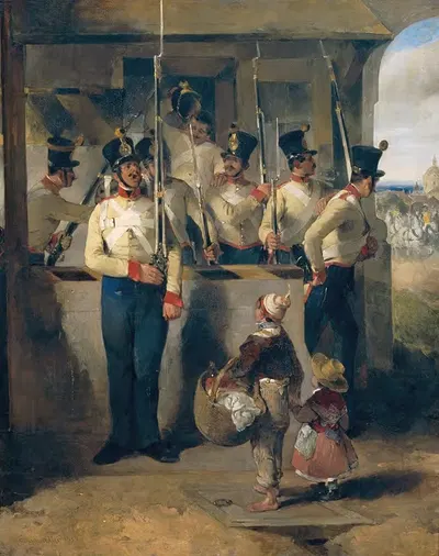 Сторож, кричащий в ружье ('Ружье на выход!') by Карл Шиндлер, 1839 — digital art print download