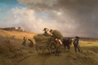 Въезд на сеновал при надвигающейся грозе by Карл Шлезингер, 1864 — digital art print download