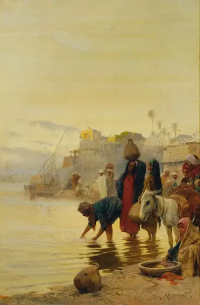 Wäscherinnen am Nil by Charles Wilda — digital art print download