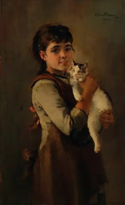 Zwei Kätzchen by Elisa Baronin von Ransonnet-Villez-Nemes, 1886 — digital art print download