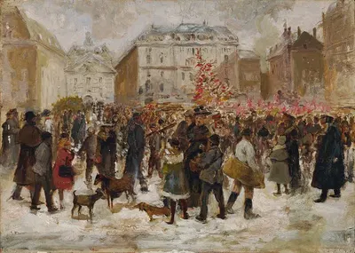 Weihnachtsmarkt am Hof in Wien by Ernst Juch, 1883 — digital art print download