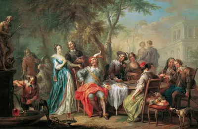 Развлечение на свежем воздухе с вином и песнями by Франц Кристоф Яннек, 1740 — digital art print download