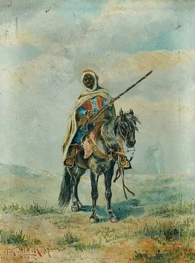 Beduine zu Pferd by Franz Josef Georg Illem, 1887 — digital art print download
