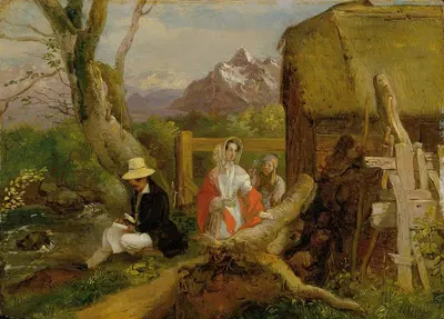 Художник и гуляка в ландшафте ('Идиллия') by Франц Краммер, 1830-1834 — digital art print download