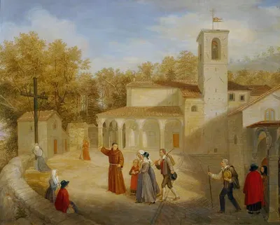 Во дворе монастыря by Франц Ксавер Лайр, 1850 — digital art print download