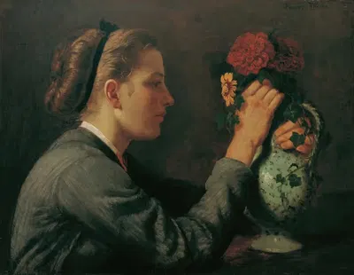 Agathe Thoma, die Schwester des Künstlers by Hans Thoma, 1868 — digital art print download