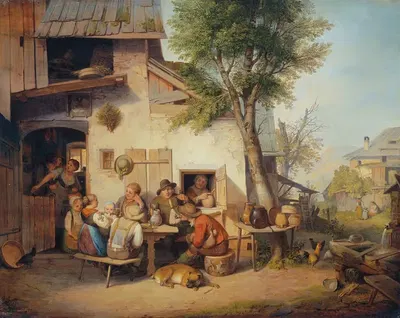Перед деревенским трактиром by Игнац Раффальт — digital art print download
