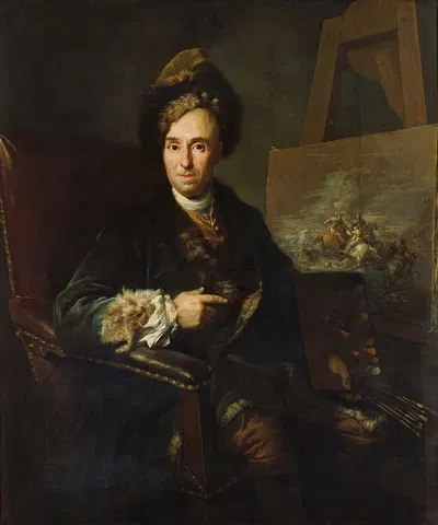 Der Schlachtenmaler Ignace-Jacques Parrocel by Jacob van Schuppen, 1716 — digital art print download