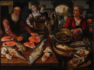 Рыбный рынок by Иоахим Бёйкелар, 1568 — digital art print download