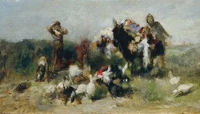 Сцена из Дон Кихота (Бой с крылатым) by Иоганн Тиль младший, 1890 — digital art print download