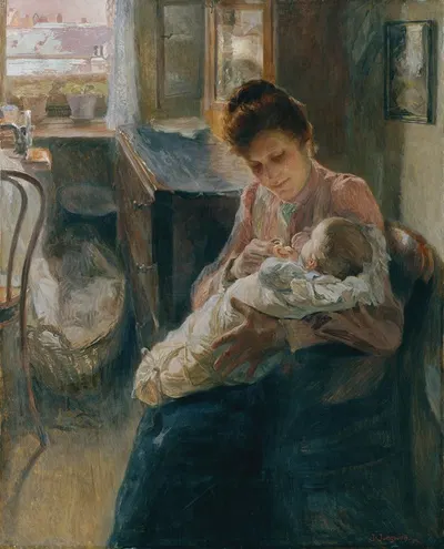 Молодая мать by Йозеф Юнгвирт, 1907 — digital art print download