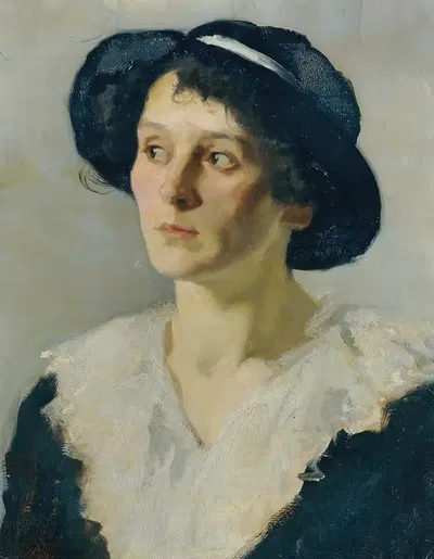 Дама в чёрной шляпе by Йозеф Вавра, 1925-1930 — digital art print download