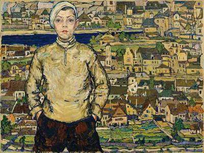 Мальчик на фоне пейзажа by Карл Сушник, 1935 — digital art print download
