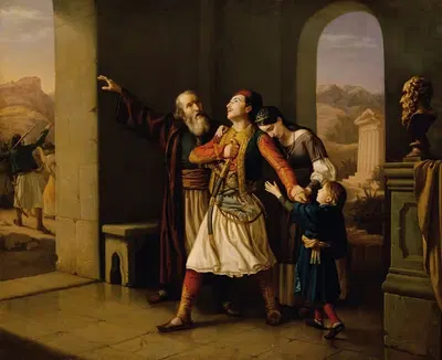Греческий воин прощается by Леопольд Лёффлер, 1847 — digital art print download