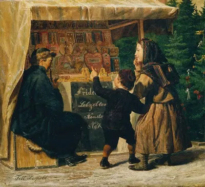Lebzelterstand auf dem Weihnachtsmarkt by Leopold Till — digital art print download