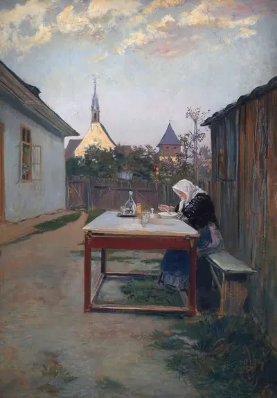 Моя мать (Ужин) by Людвиг Михалек, 1910 — digital art print download