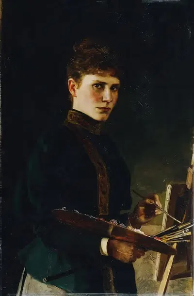 Selbstbildnis an der Staffelei by Maria Wunsch, 1898 — digital art print download