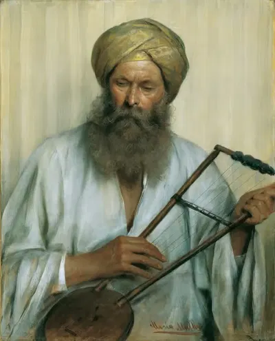 Восточная женщина в белом кафтане и желтом тюрбане by Мария Мюллер, 1884 — digital art print download